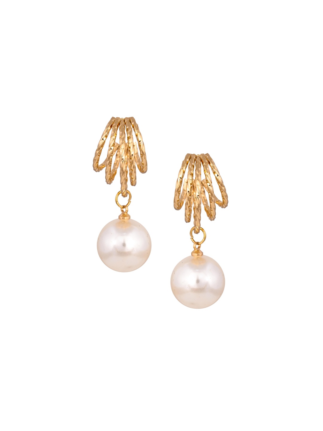 

Raf the label Gold Plated Round Shaped Pearl Drop Earrings, Yellow