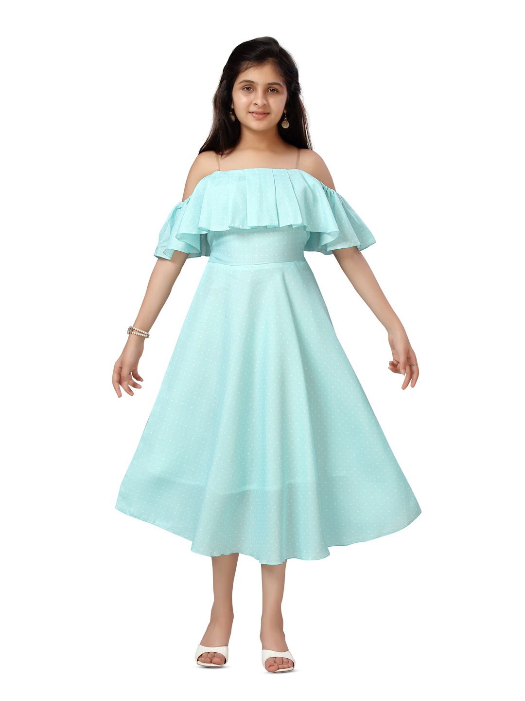 

BAESD Off-Shoulder Fit & Flare Midi Dress, Turquoise blue