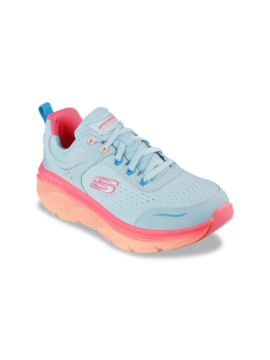 

Skechers D'LUX WALKER 2.0-NEON SITES Women Textured Lace-Ups Sneakers, Turquoise blue