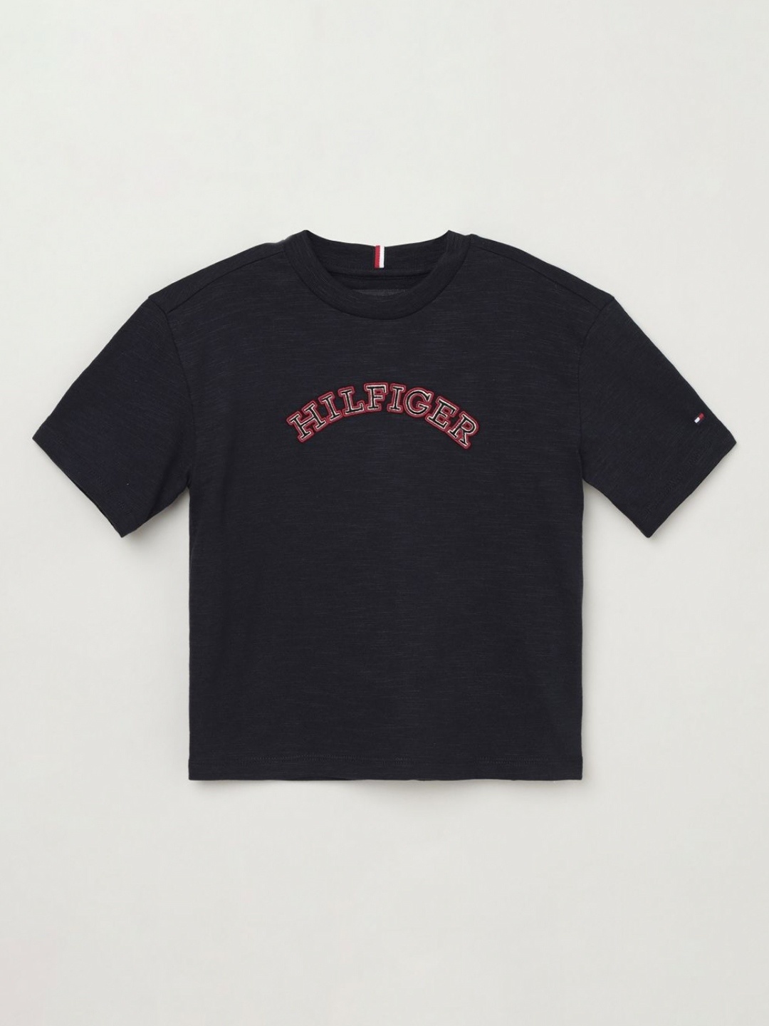 

Tommy Hilfiger Boys V-Neck Drop-Shoulder Sleeves Raw Edge T-shirt, Blue