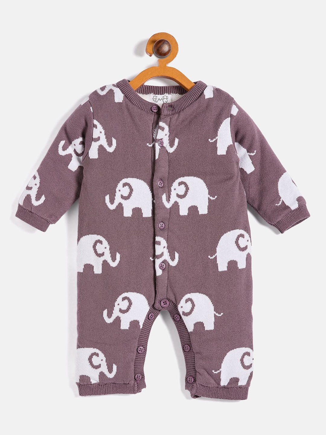 

JWAAQ Infants Printed Winter Romper With Fur Lined, Purple