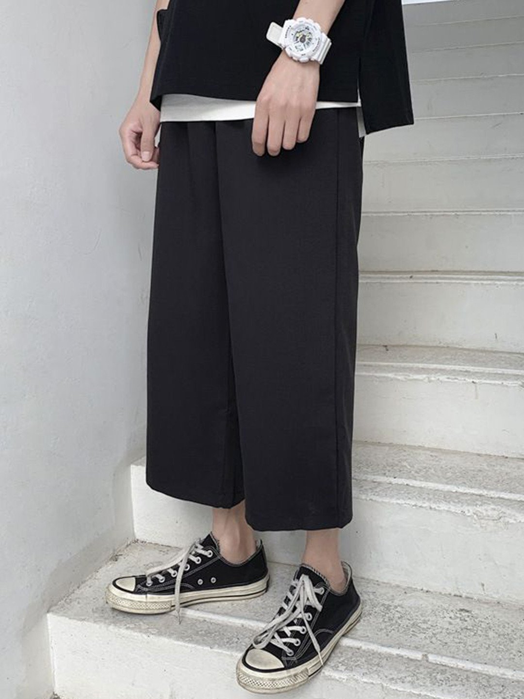 

StyleCast Men Solid Casual Trousers, Black