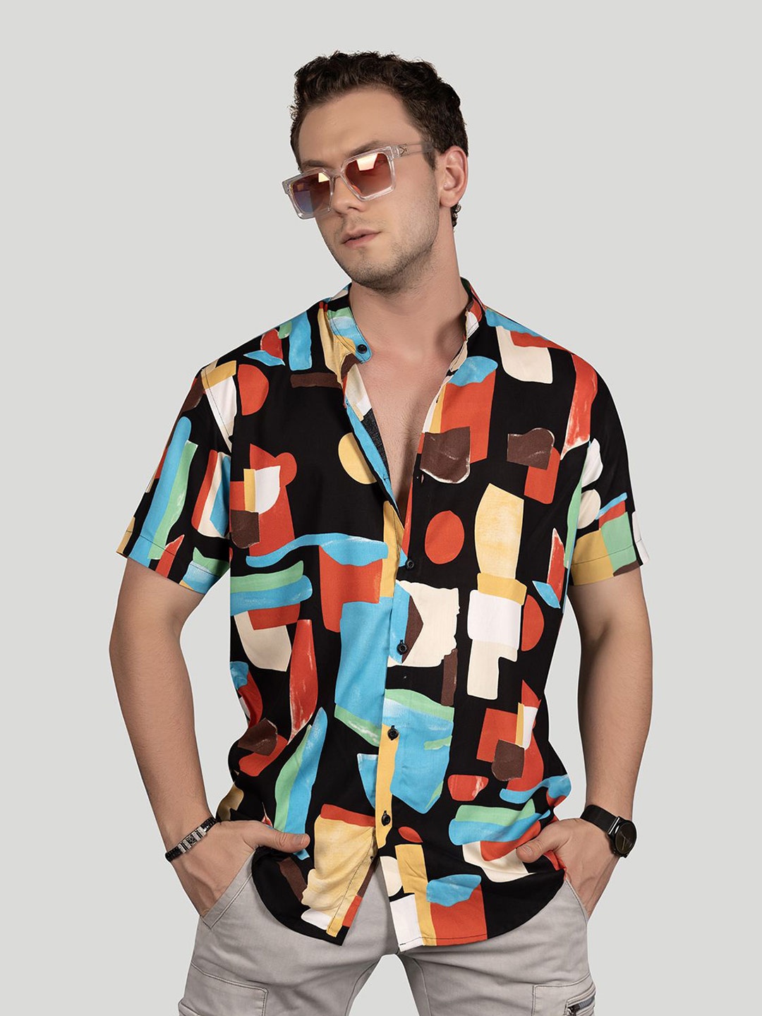 

ALMATY Men Comfort Slim Fit Opaque Printed Party Shirt, Multi