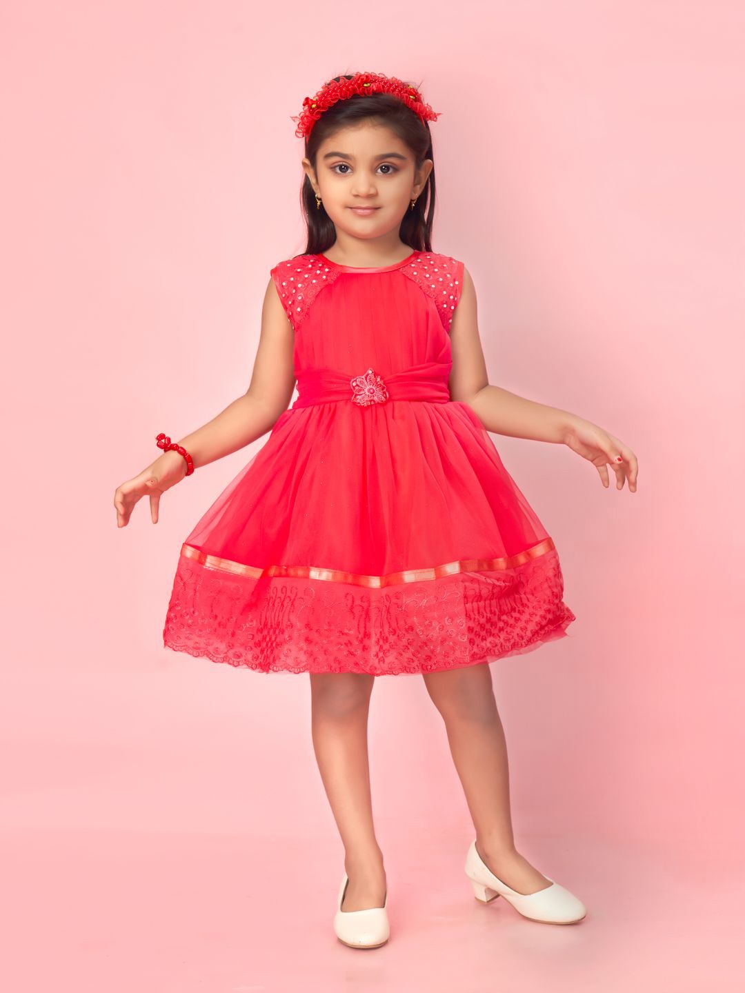 

BAESD Net Fit & Flare Dress, Pink