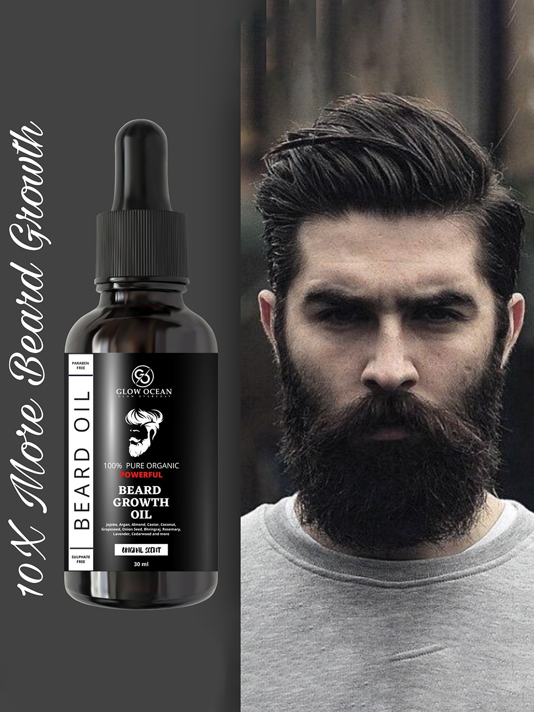 

Glowocean Pure Organic Paraben Free Powerful Beard Hair Growth Oil 30 ml, Transparent