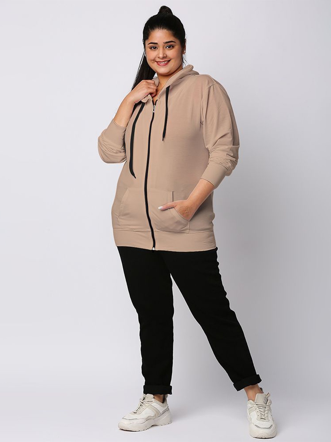 

Wear Your Opinion Women Plus Size Hooded Sweatshirt, Cream