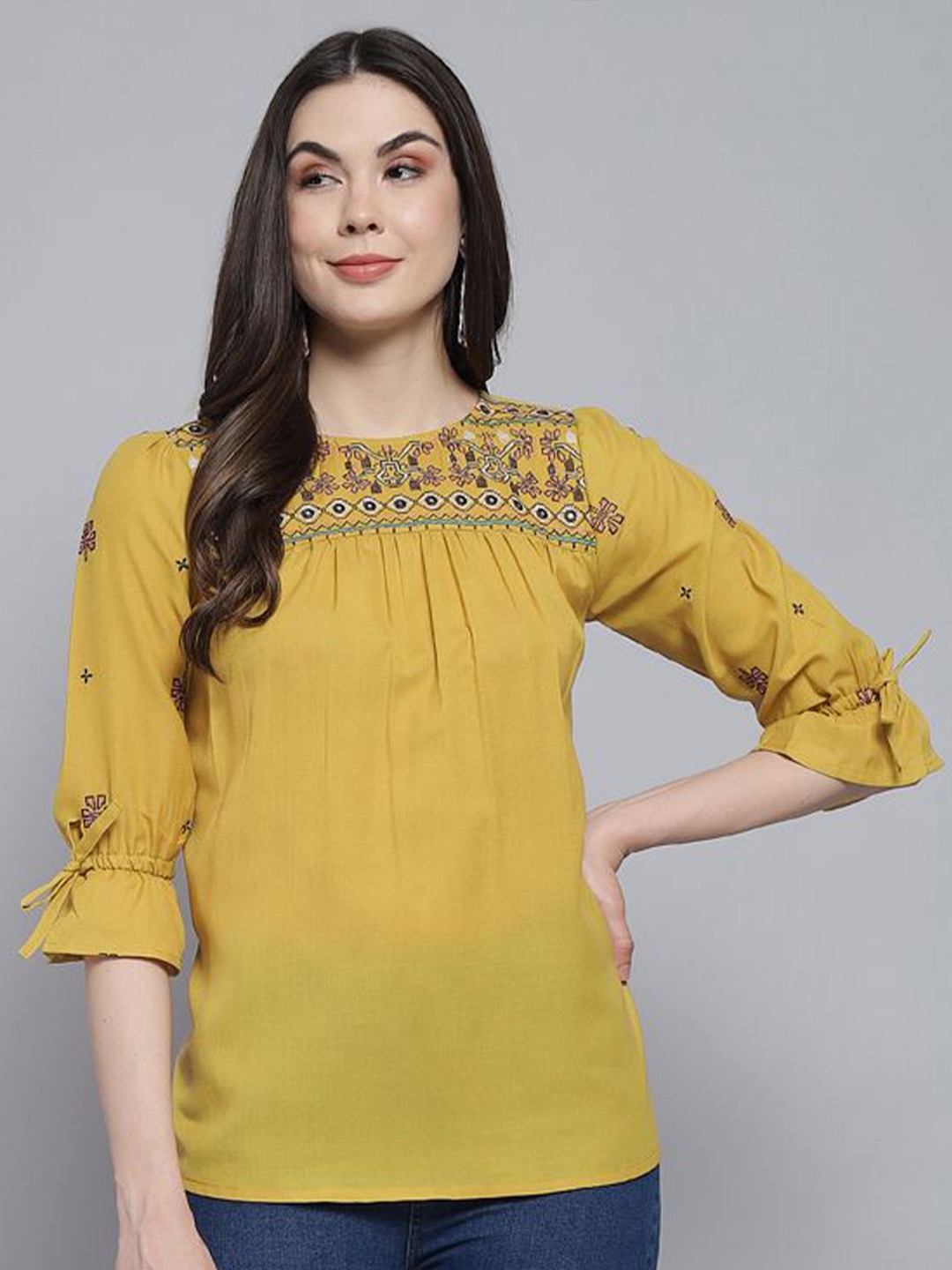 

Anouk Bell Sleeve Liva Top, Mustard