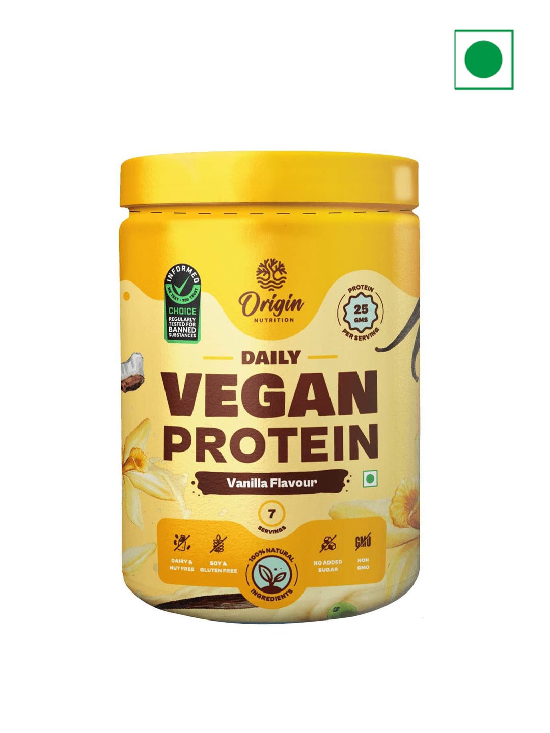 

Origin Nutrition Provanjar Vegan Protein- Vanilla Flavour- 274g, Yellow