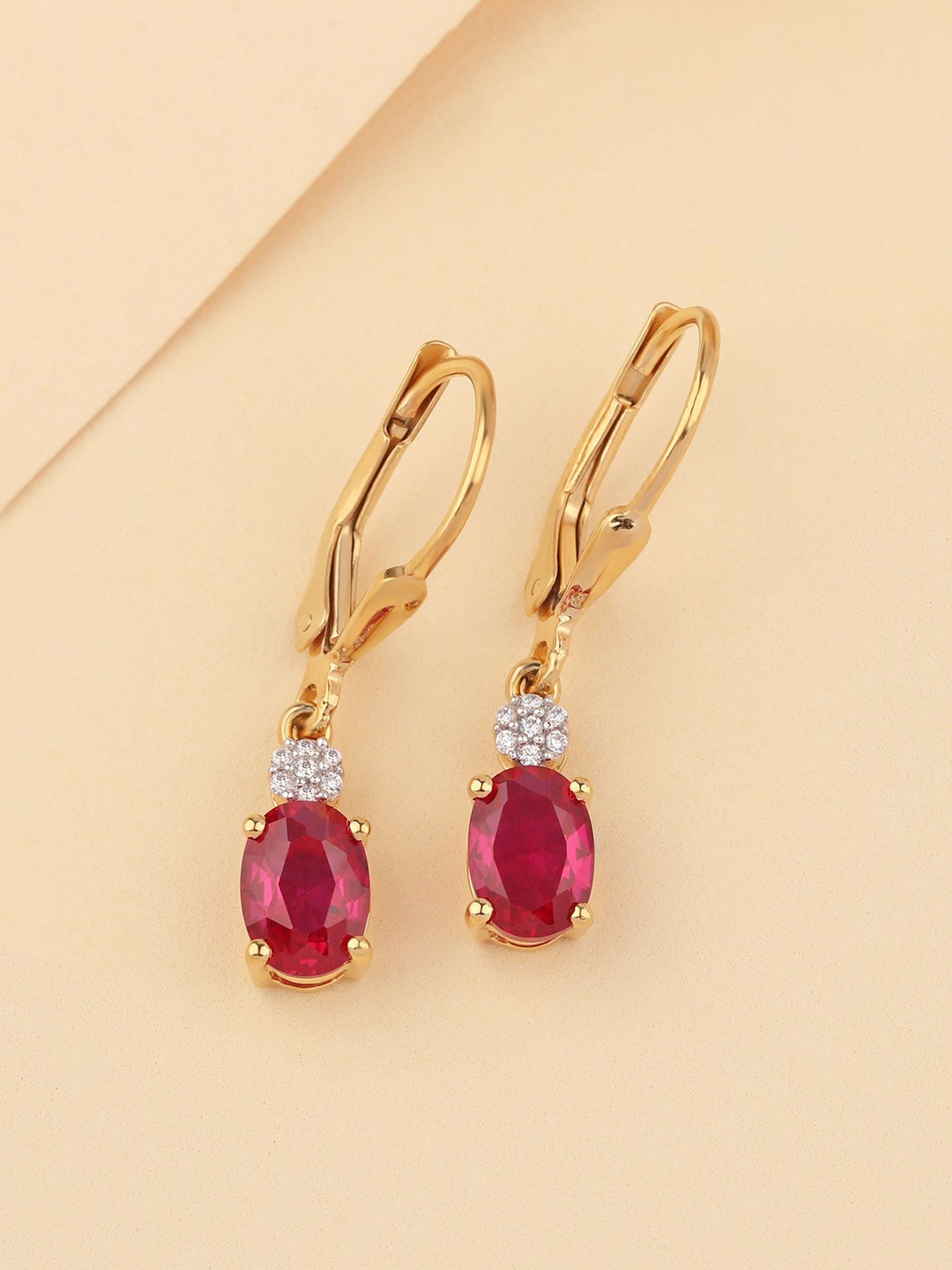 

Ornate Jewels 18K Gold Plated Red Ruby Classic Teardrop Earrings