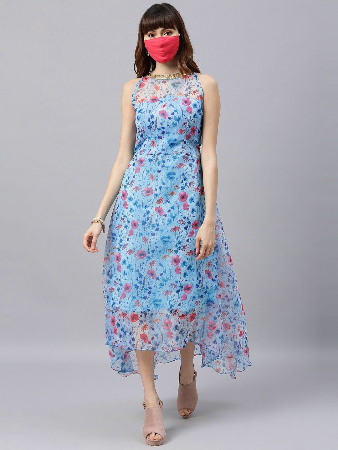 

Ethnovog Floral Print Maxi Dress, Blue