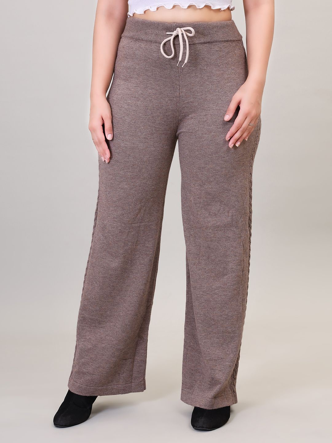 

Camey Women Knitted Palazzos, Brown