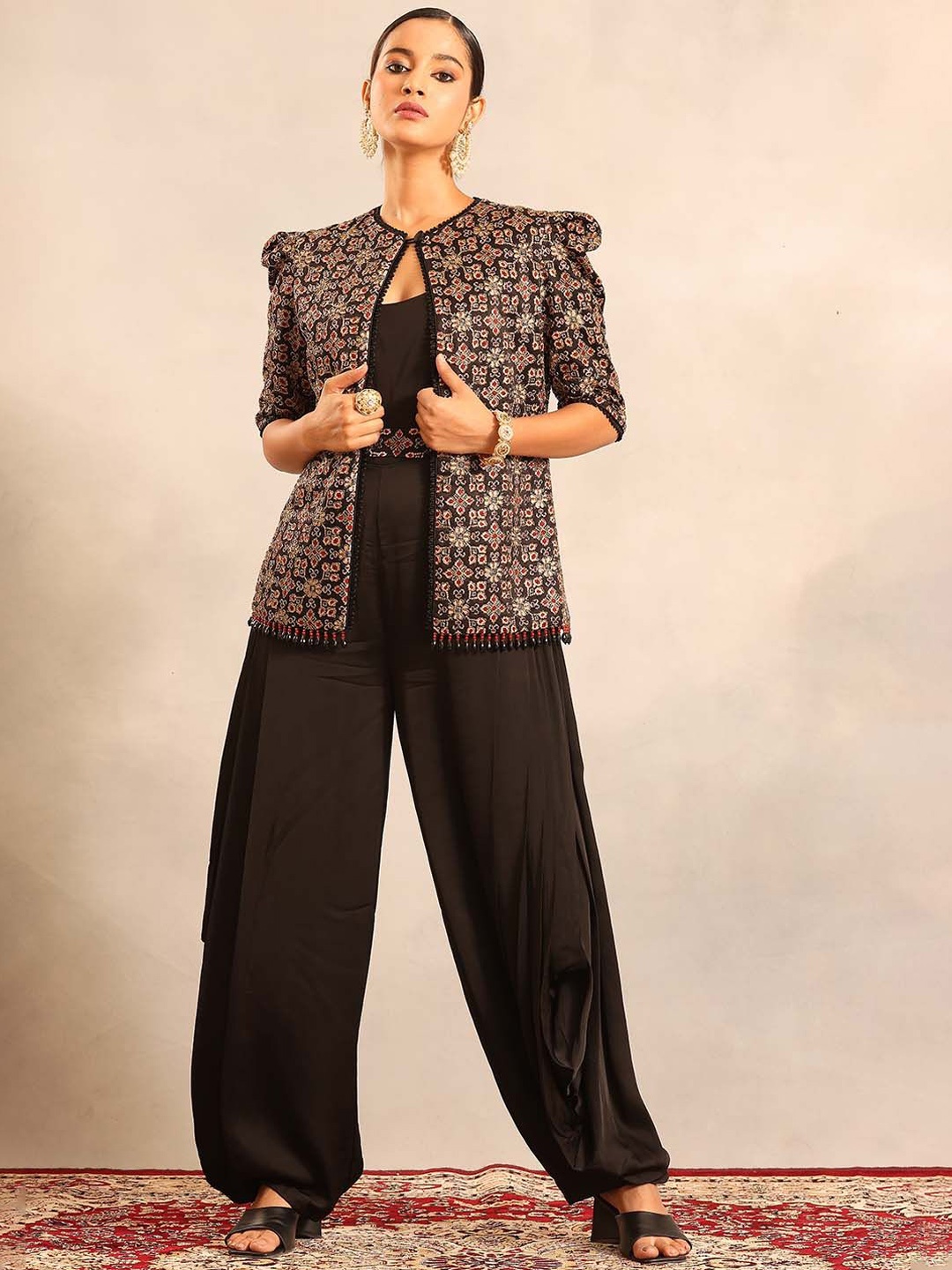 

Sejal Kamdar Jumpsuit with Embellished Jacket, Black