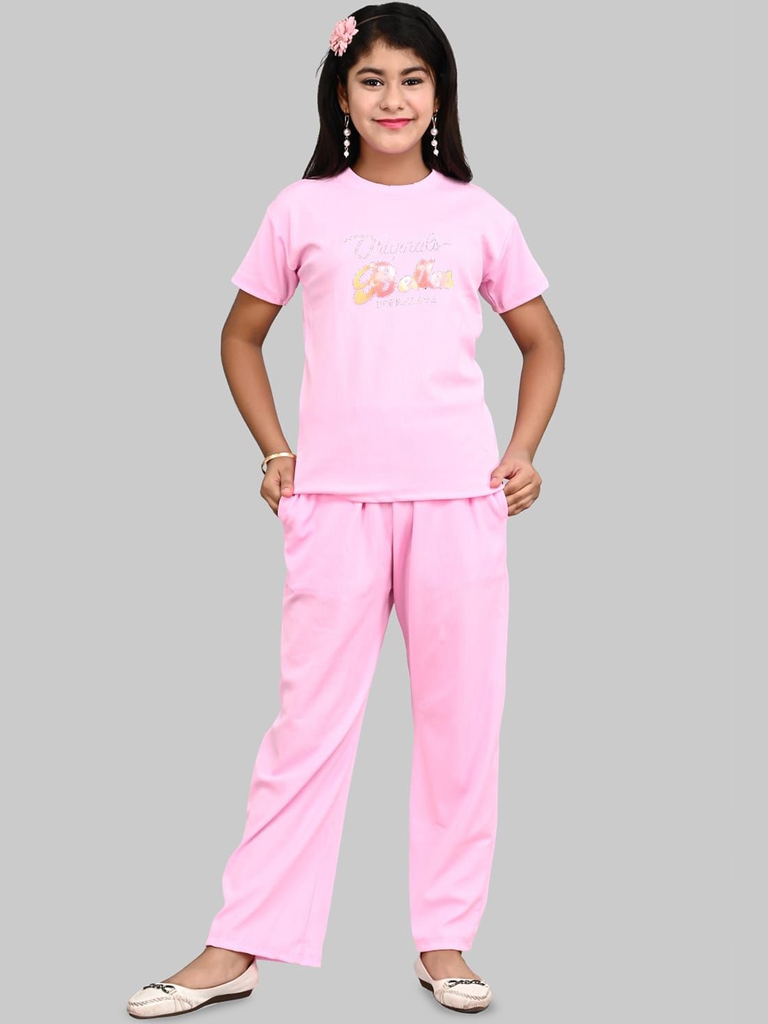 

FELLAMO Printed T-Shirt & Trouser Clothing Set, Pink