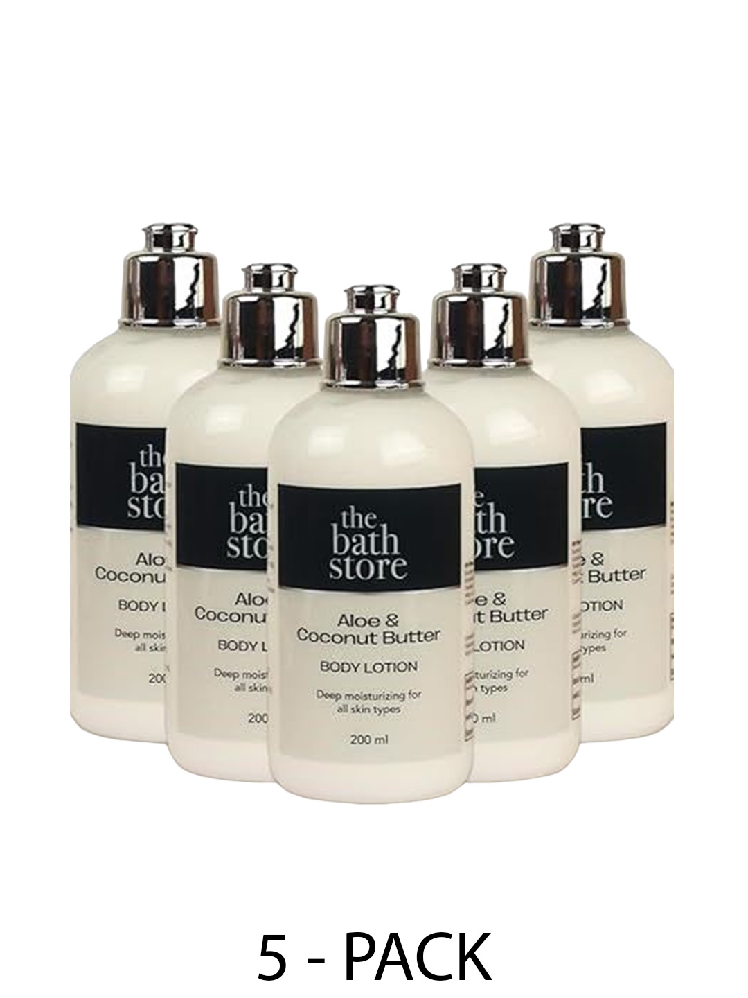 

The Bath Store Set Of 5 Aloe & Coconut Butter Body Lotion- 200ml Each, White