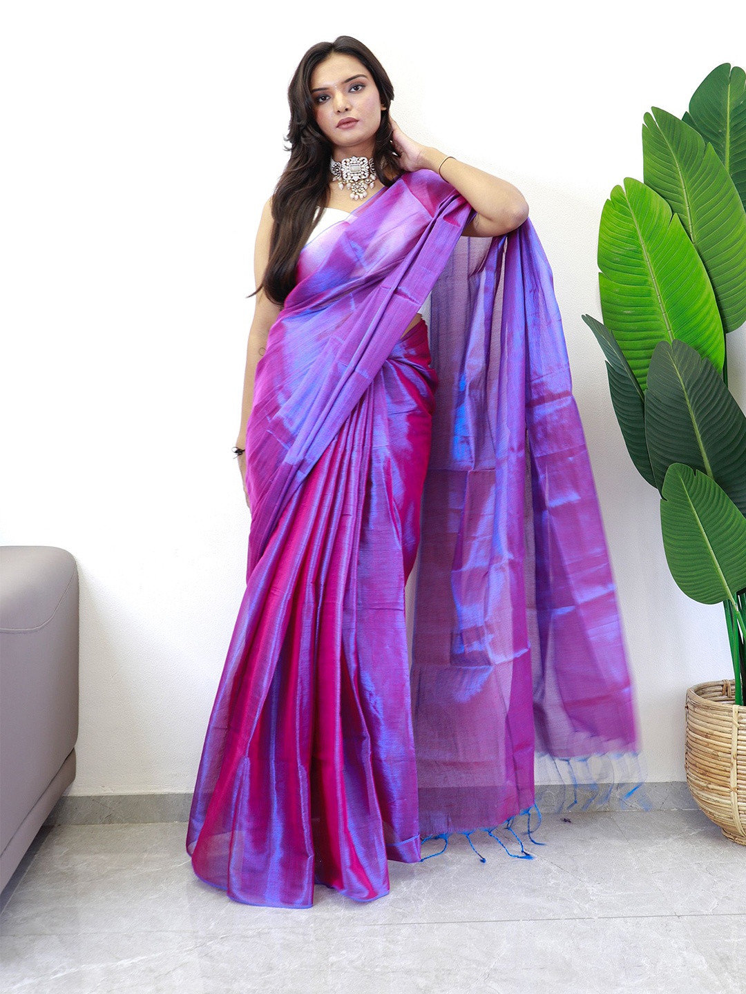 

Anouk Zari Tissue Designer Saree, Purple