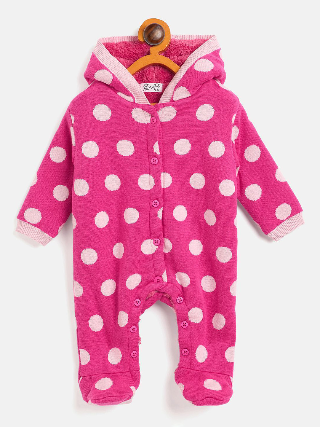 

JWAAQ Infants Printed Winter Rompers With Fur Lined, Pink