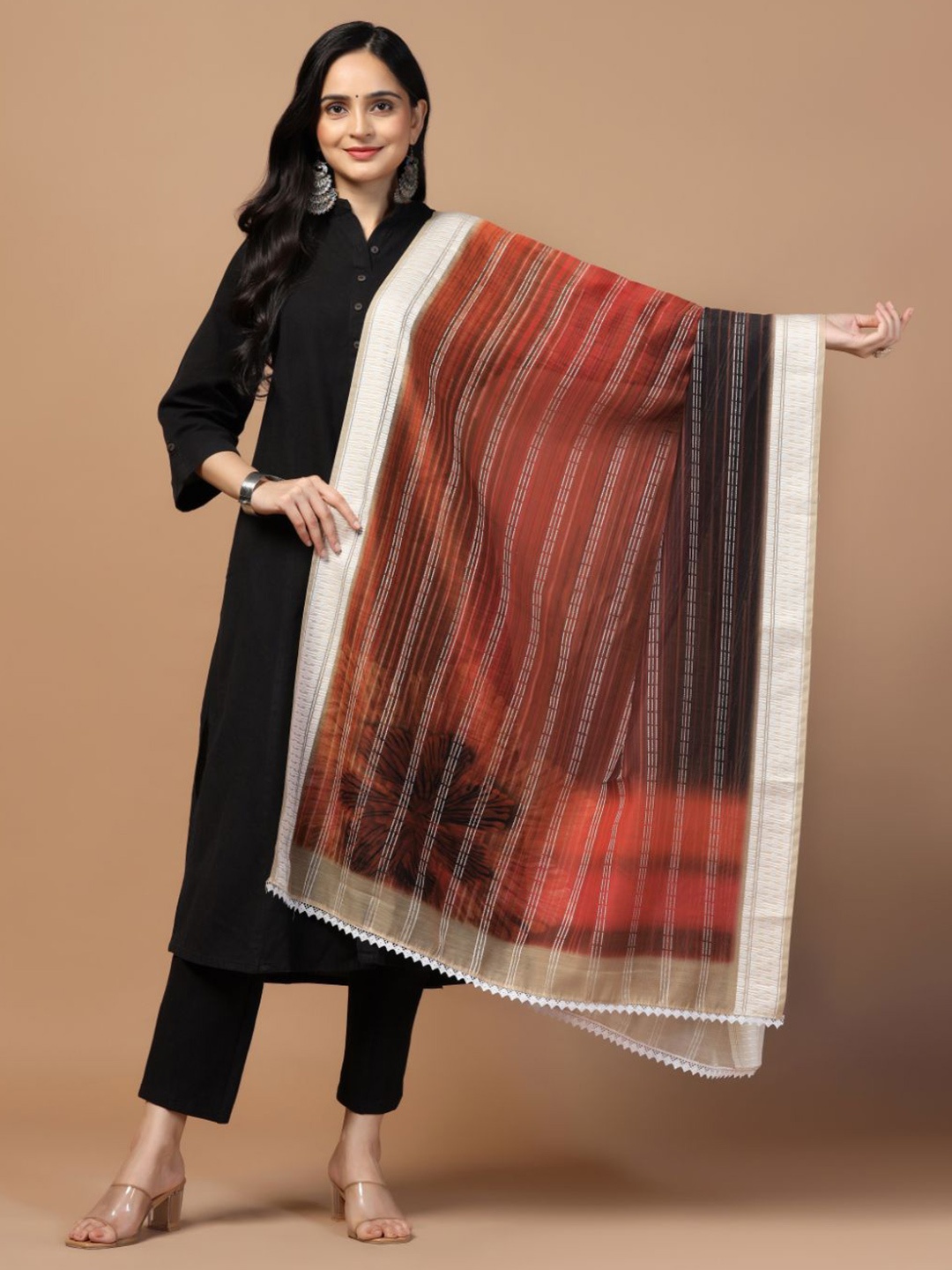 

Kaizen TEXO FAB Ethnic Motifs Printed Dupatta, Rust