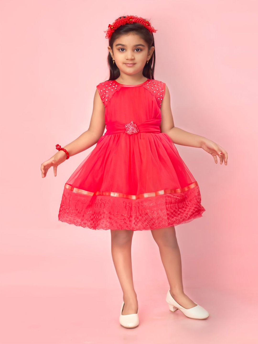 

BAESD Net Fit & Flare Dress, Pink