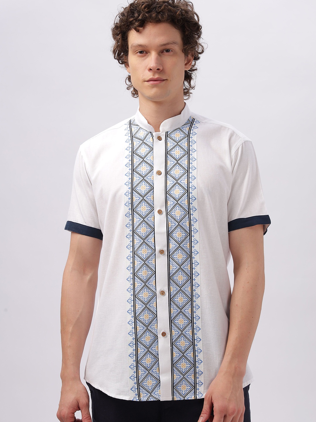 

HAMPTONS Printed Half Sleeve Casual Shirt, Blue