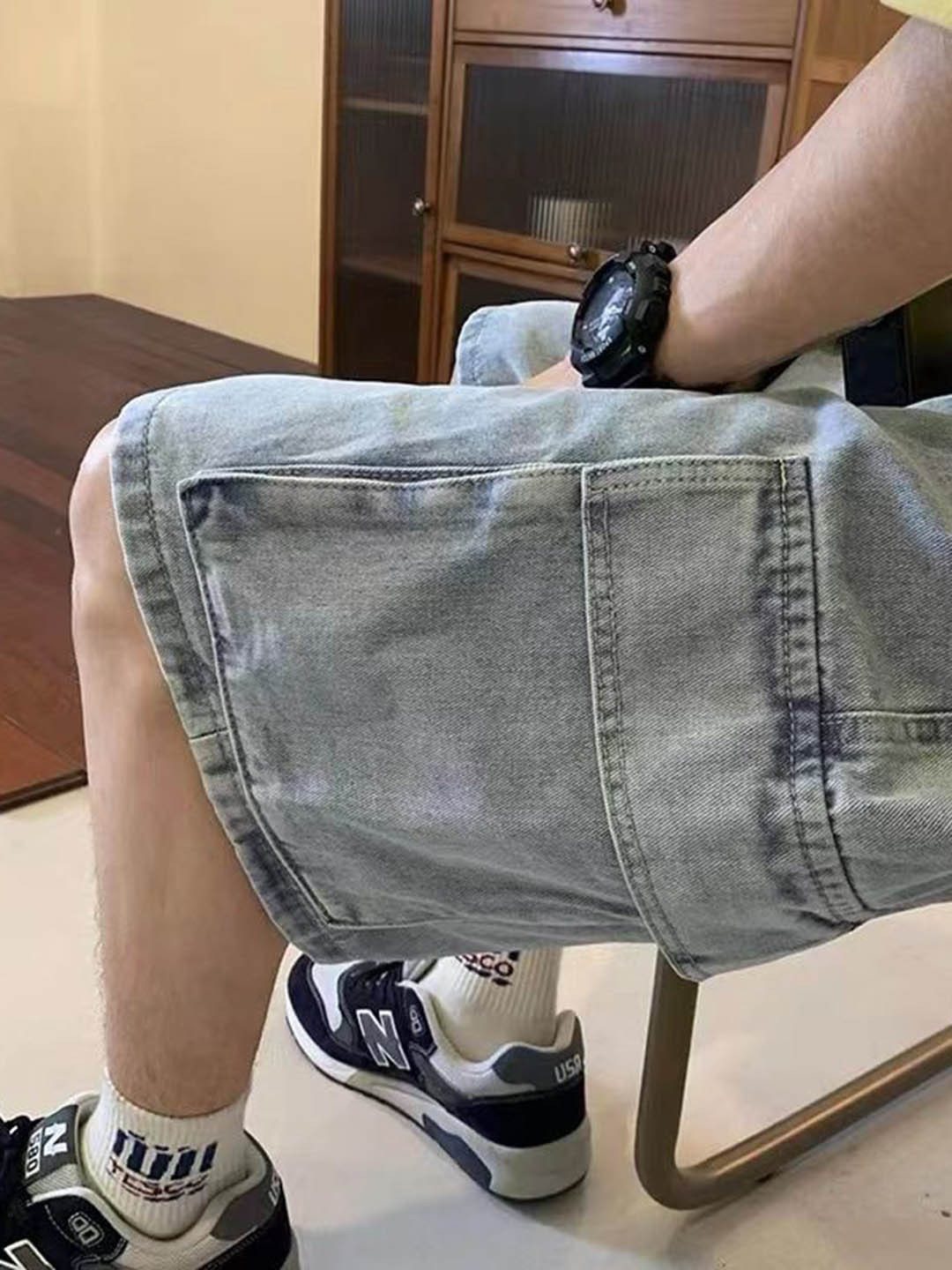 

StyleCast Men Solid Denim Shorts, Blue
