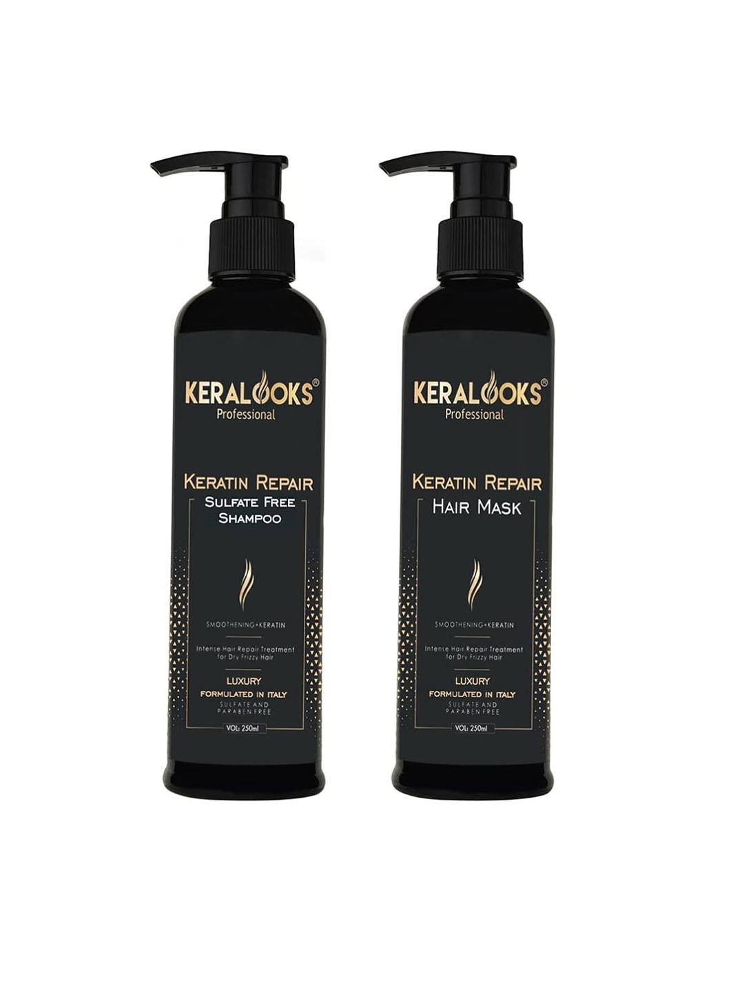 

Keralooks professional Keratin Repair Shampoo & Hair Mask - 250ml Each, Black