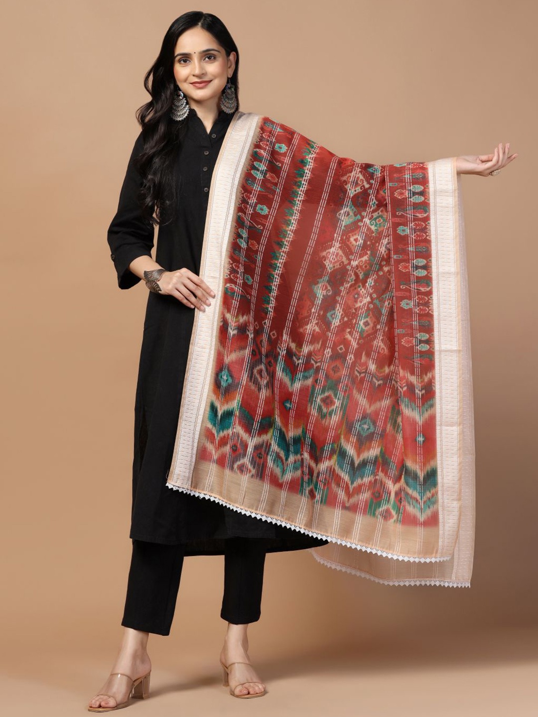 

Kaizen TEXO FAB Ethnic Motif Printed Dupatta, Red