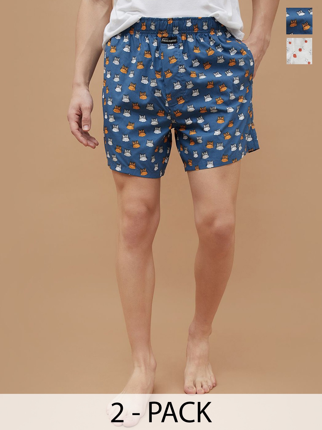 

Fame Forever by Lifestyle Pack of 2 Printed Cotton Boxers 1000013713296-MULTI, Blue