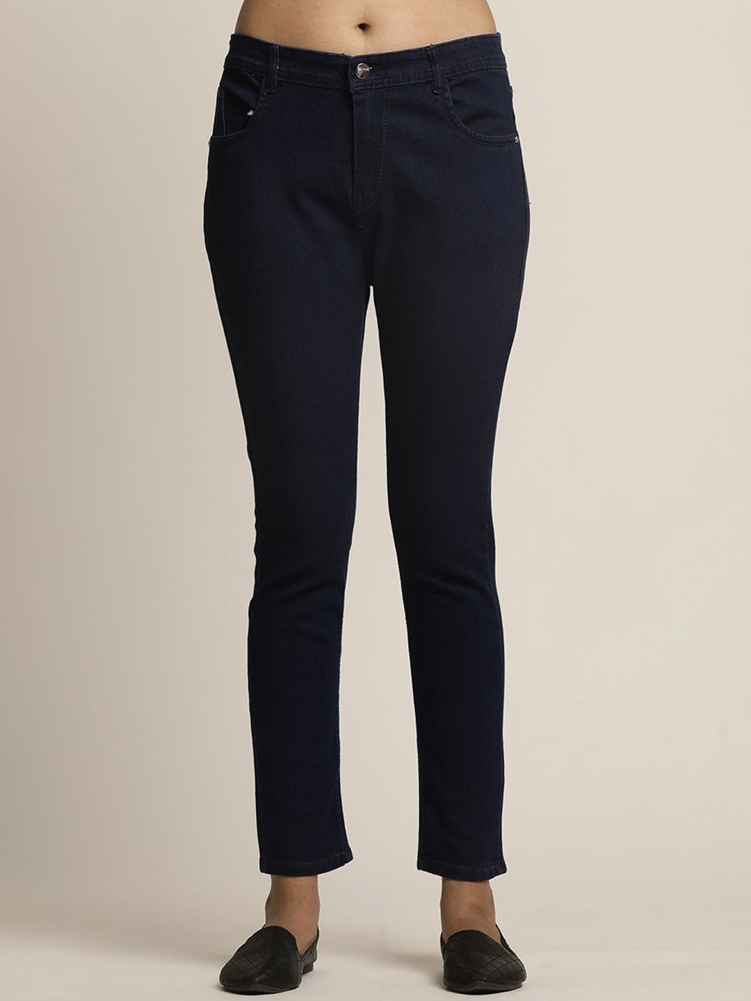 

BAESD Women Comfort Mid-Rise Skinny Fit Stretchable Jeans, Navy blue