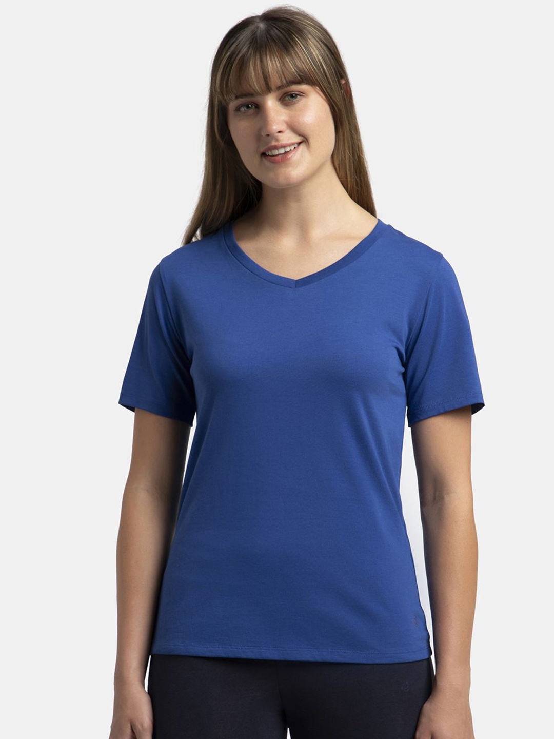 

Jockey Super Combed Cotton Rich Fabric Relaxed Fit T-shirt-AW89, Blue