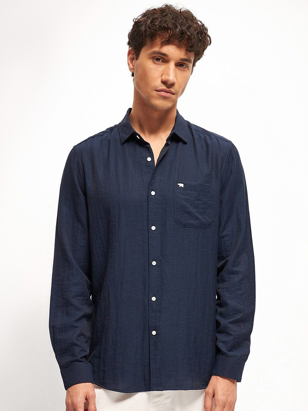 

THE BEAR HOUSE Men Slim Fit Opaque Casual Shirt, Blue