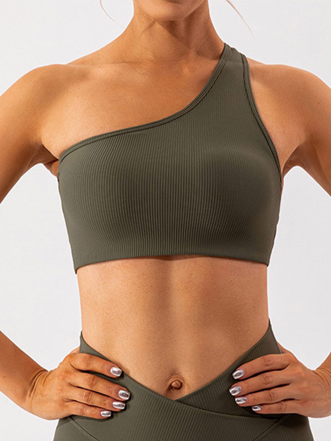 

LULU & SKY One Shoulder Bralette Top, Olive