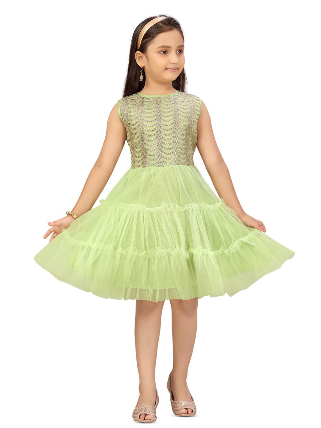 

BAESD Net Fit & Flare Dress, Sea green