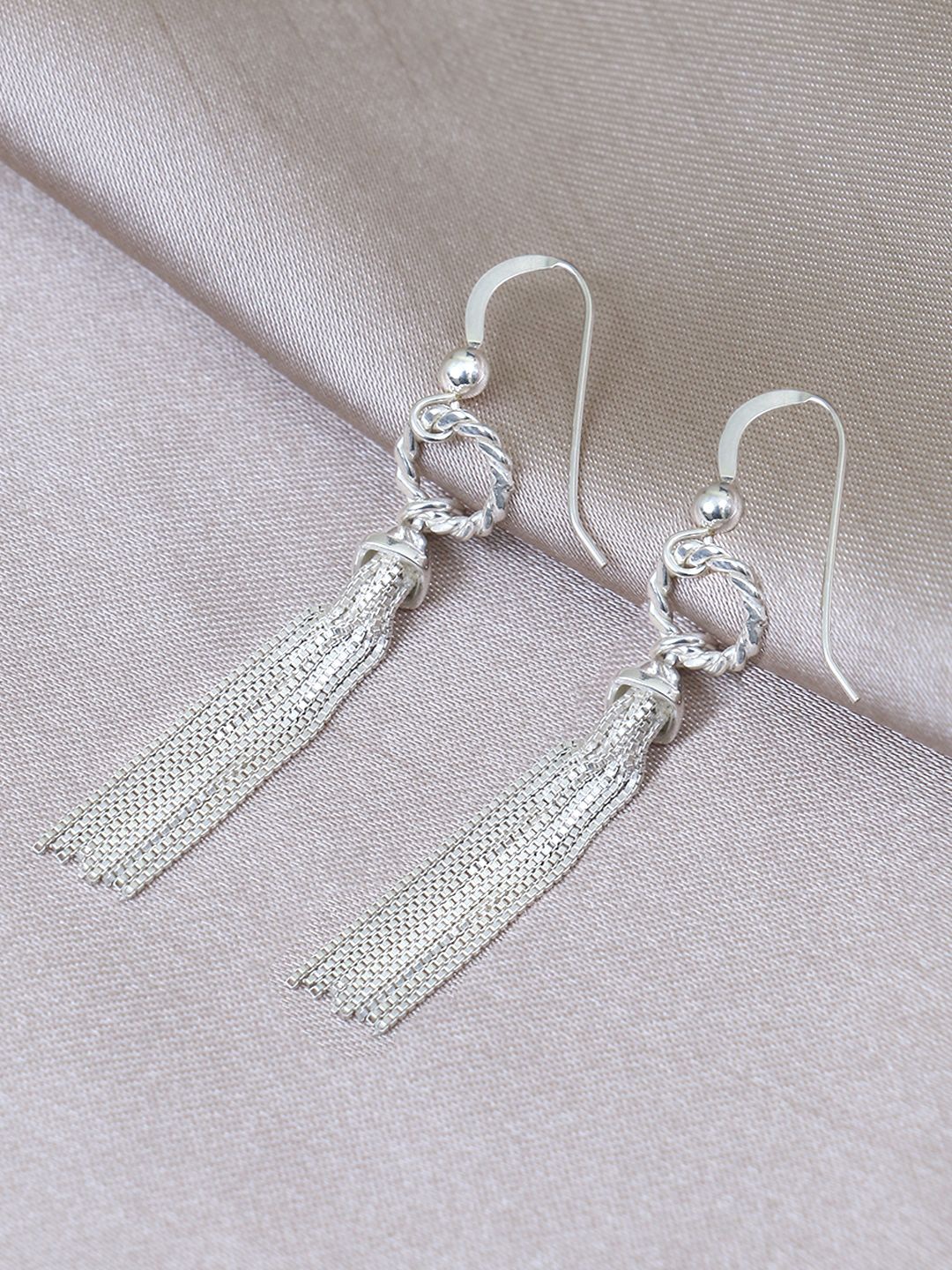 

House of Pataudi 925 Sterling Silver Tasselled Drop Earrings