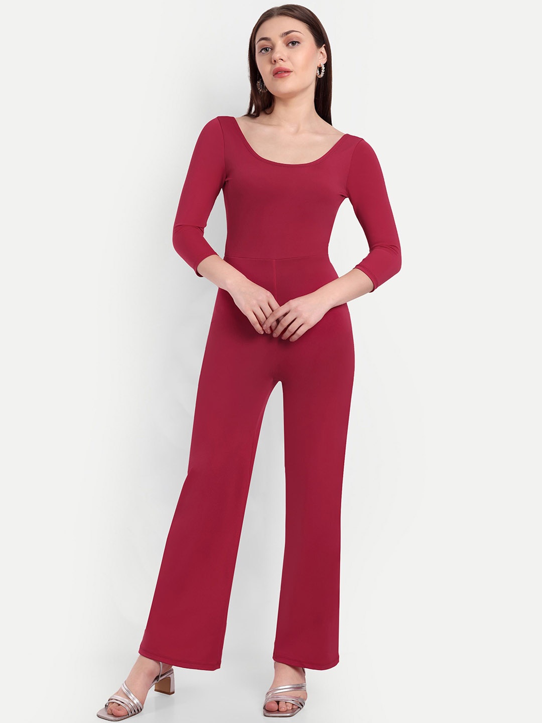 

So What Self-Design Round Neck Bodysuit, Red