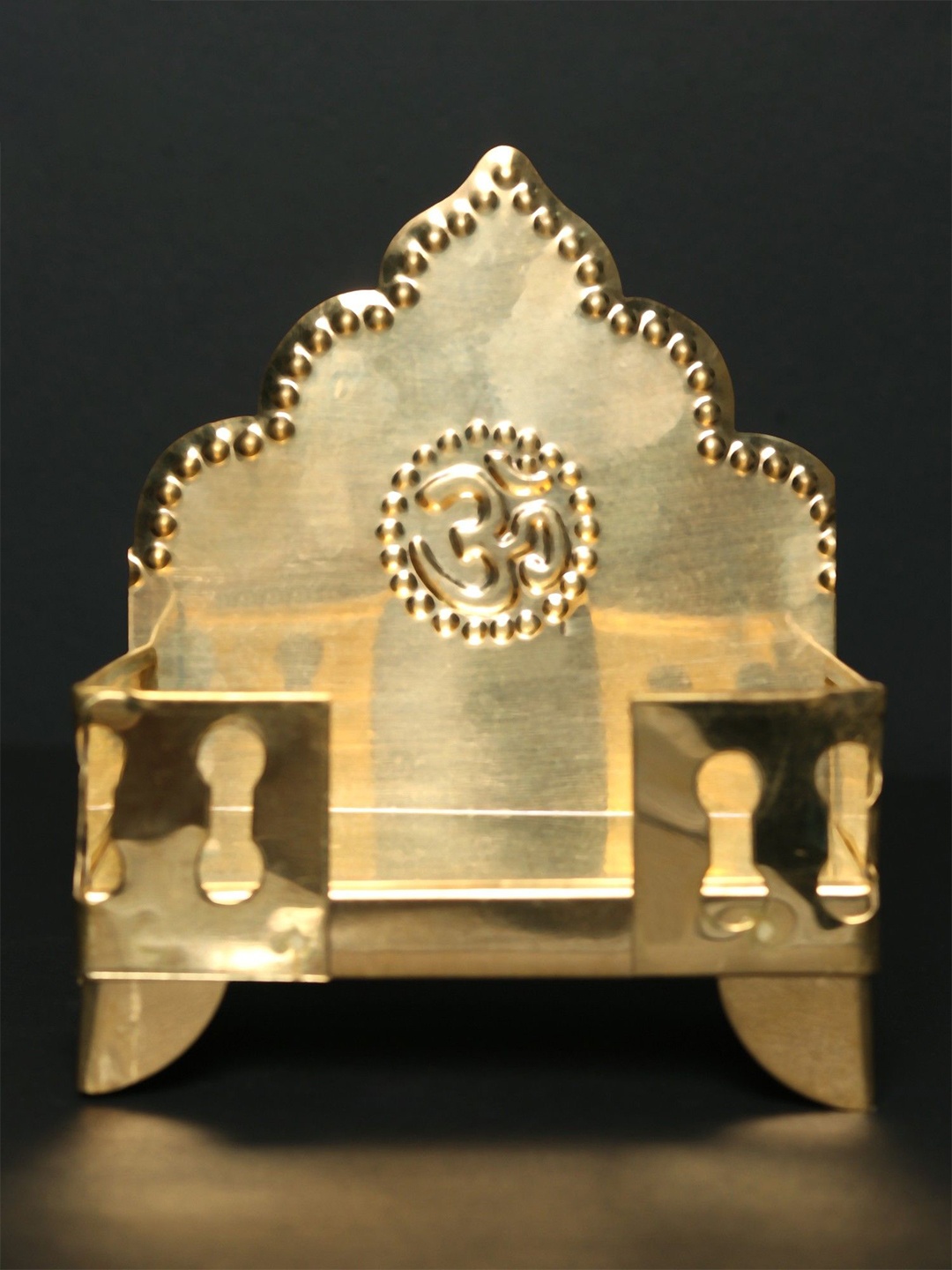 

Exotic India 5" Brass Throne with Om in Center, Gold