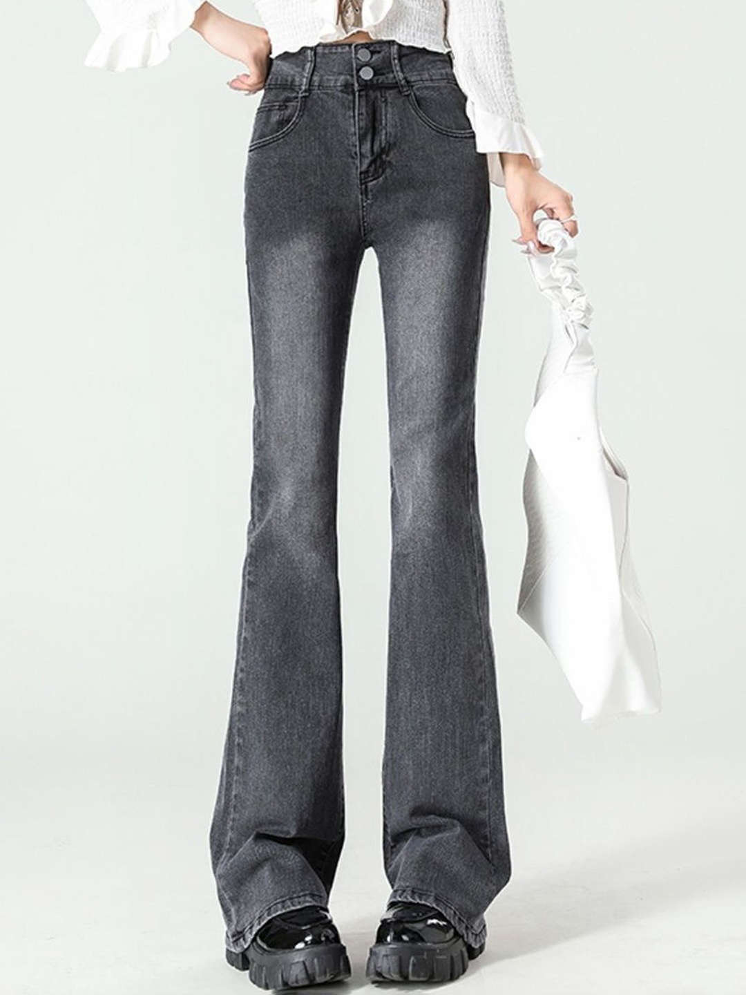 

LULU & SKY Women Bootcut Heavy Fade Jeans, Grey