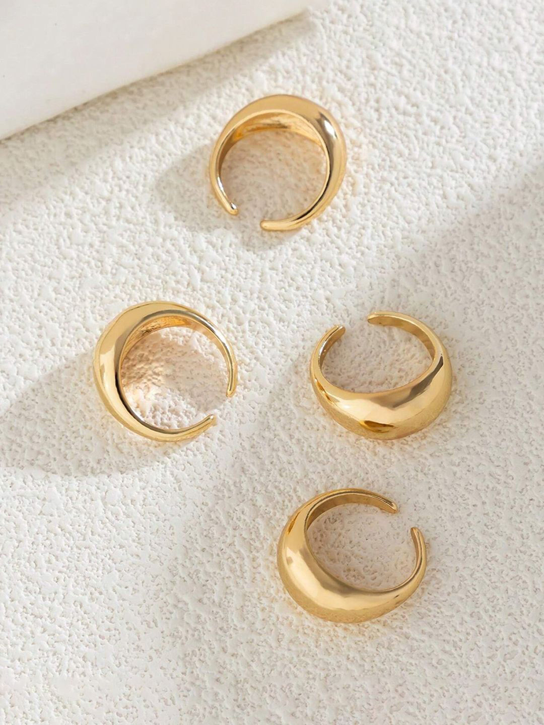 

Jewels Galaxy Set Of 4 Gold Plated Midi Adjustable Finger Rings