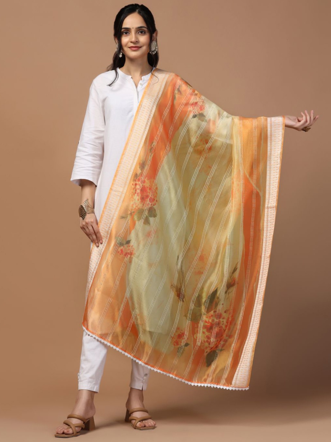 

Kaizen TEXO FAB Floral Printed Dupatta, Mustard