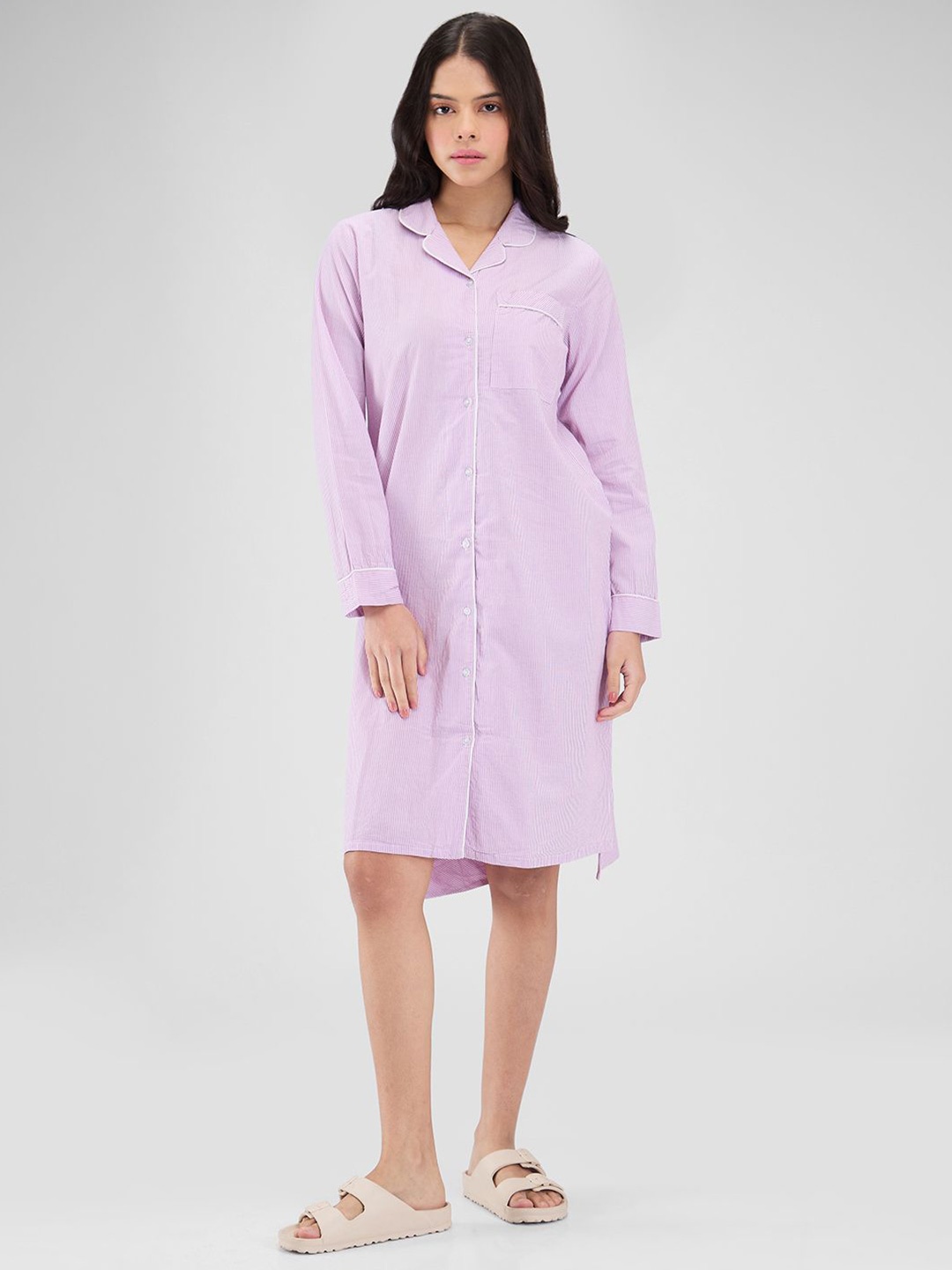 

Mystere Paris Striped Nightdress, Purple