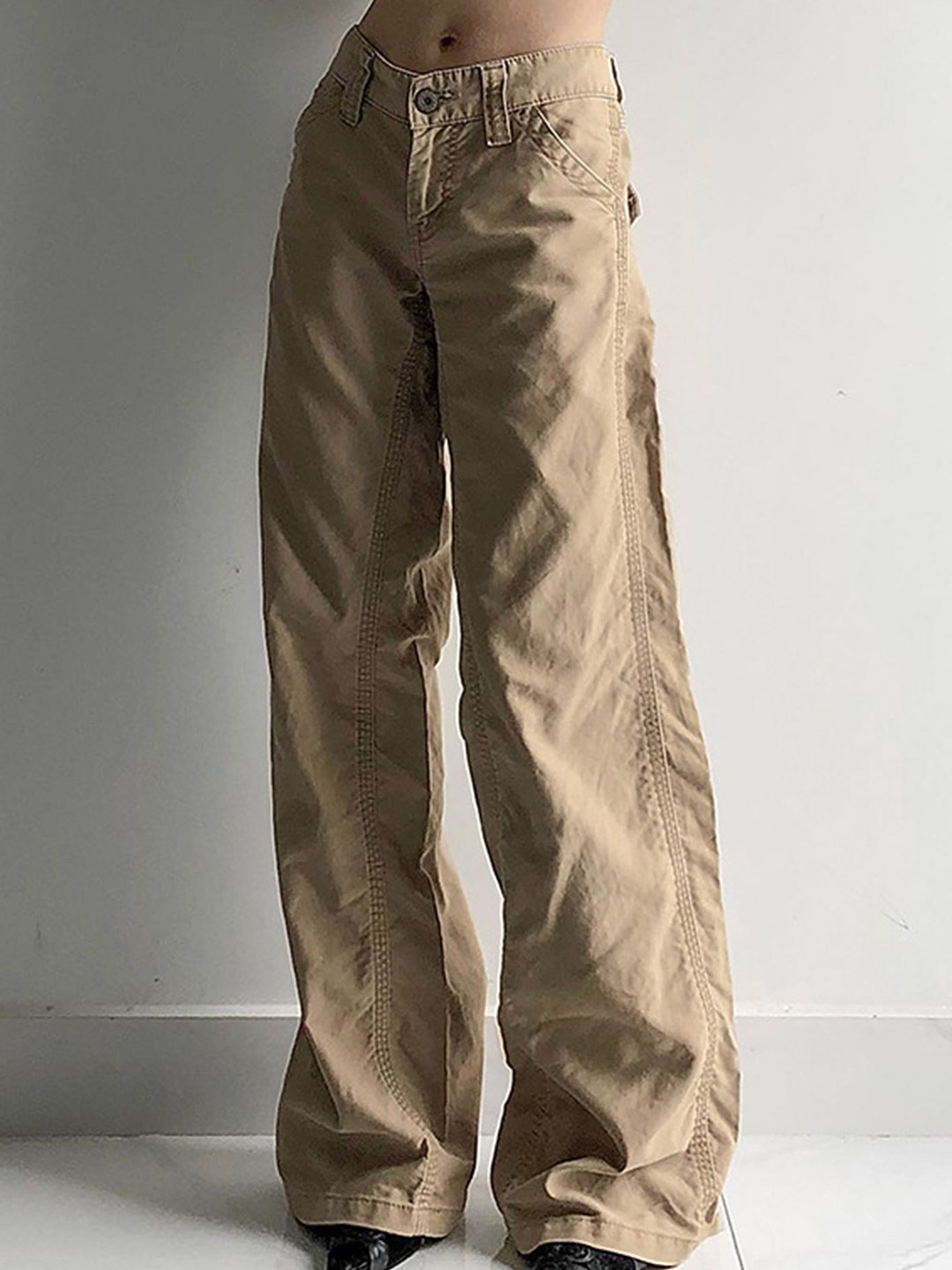 

LULU & SKY Women Loose Fit Trousers, Khaki