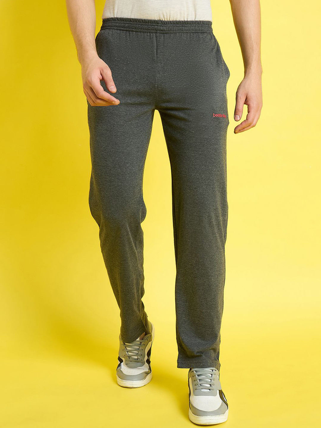 

bearbrother Men Brand Logo Printed Track Pants, Charcoal
