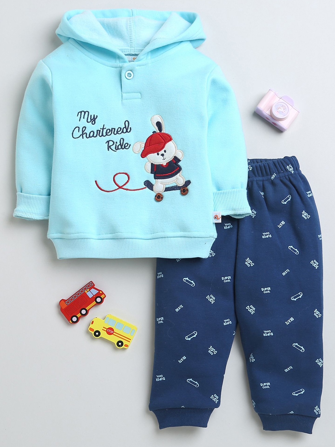 

BUMZEE Boys Embroidered Fleece Clothing Set, Blue