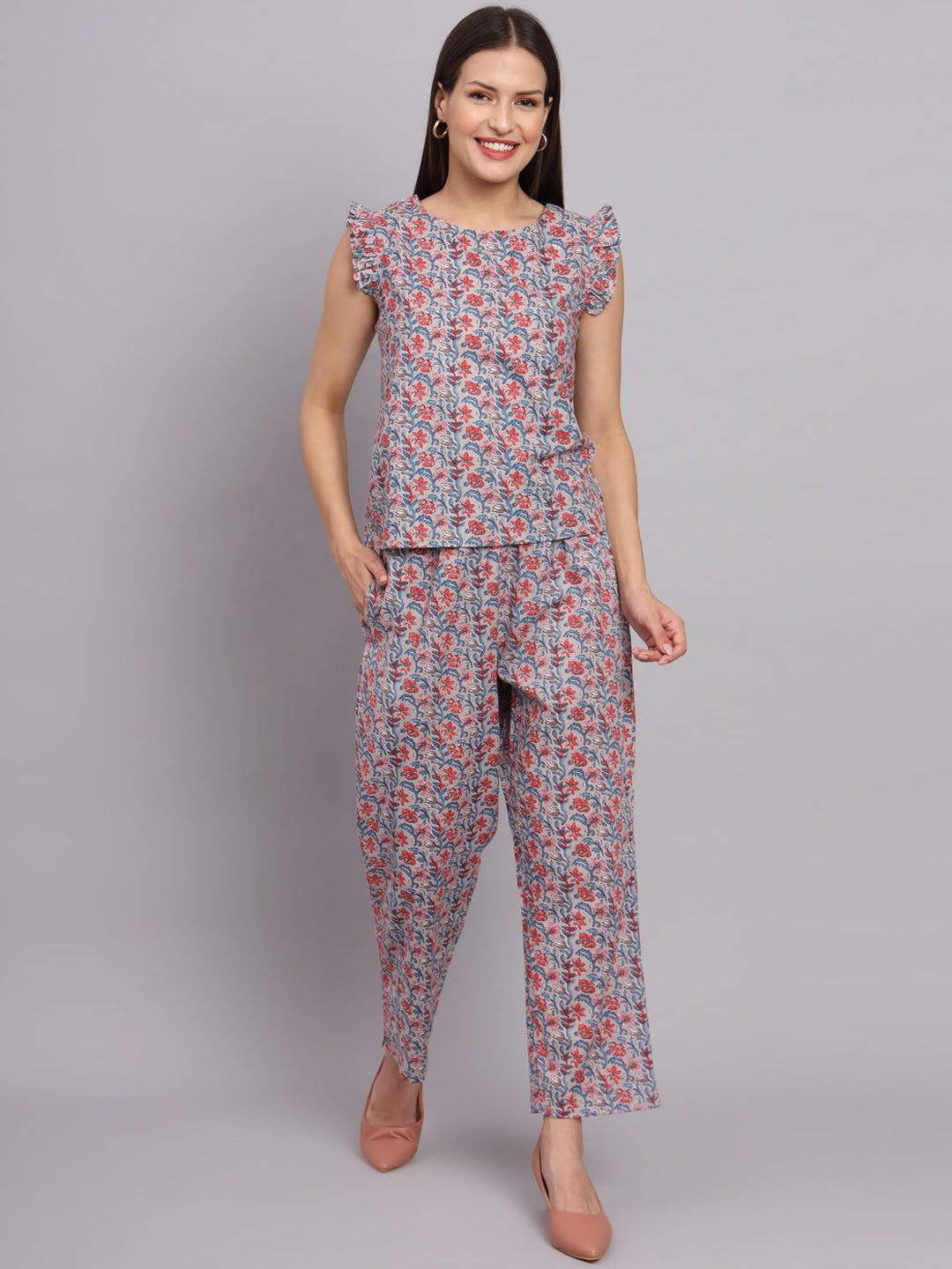 

KALINI Printed Top & Trousers Co-Ord Set, Grey