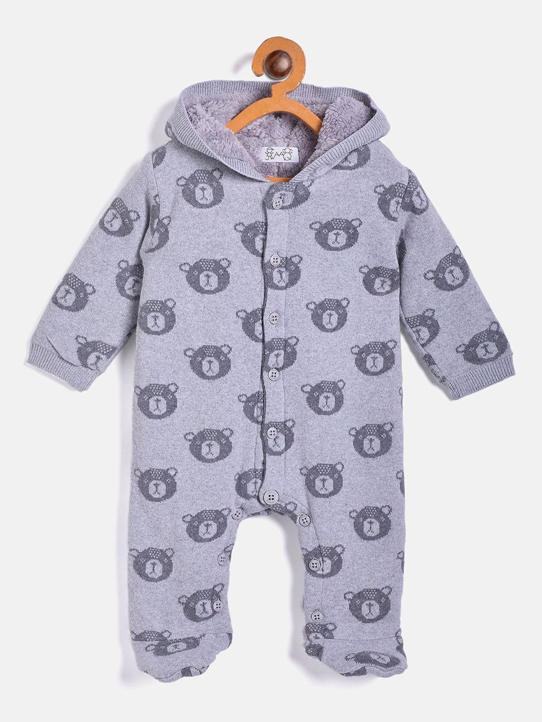 

JWAAQ Infants Printed Winter Romper With Fur Lined, Grey