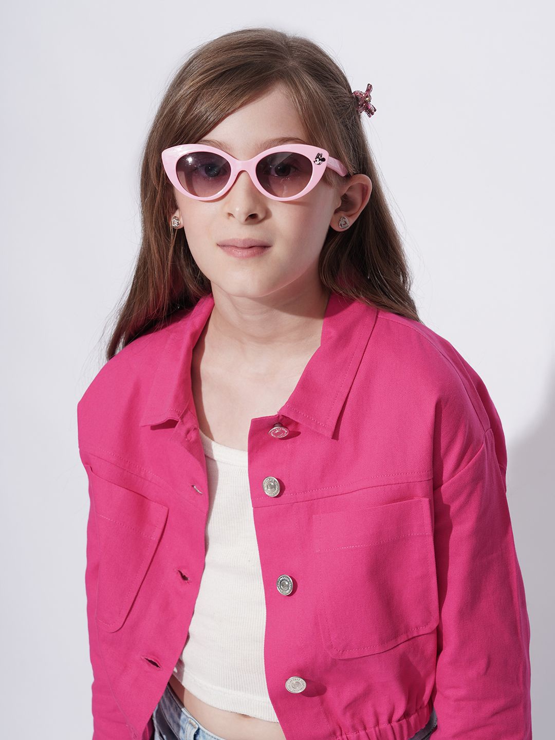 

Vero Moda Girls Spread Collar Solid Cotton Casual Shirt, Pink