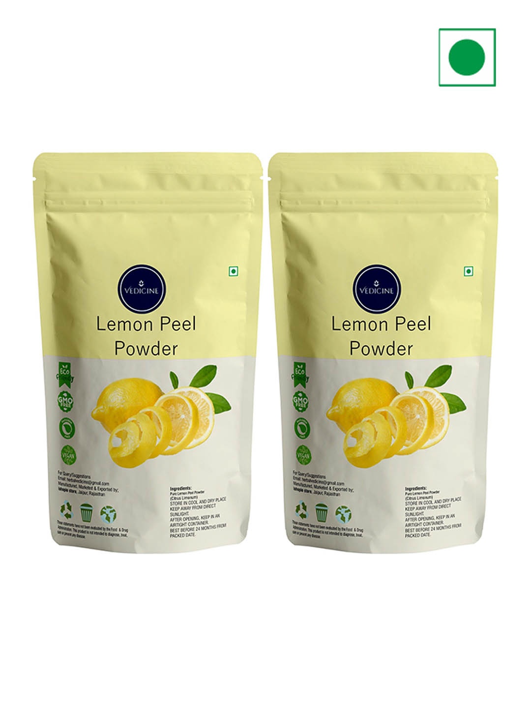 

VEDICINE Set Of 2 Lemon Peel Powder Face Pack - 100g Each, Yellow