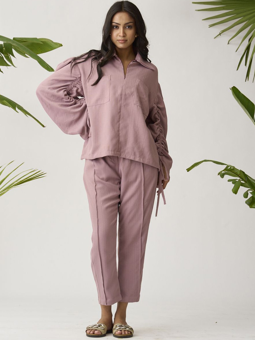 

Risate Shirt & Trousers Co-Ord Set, Mauve