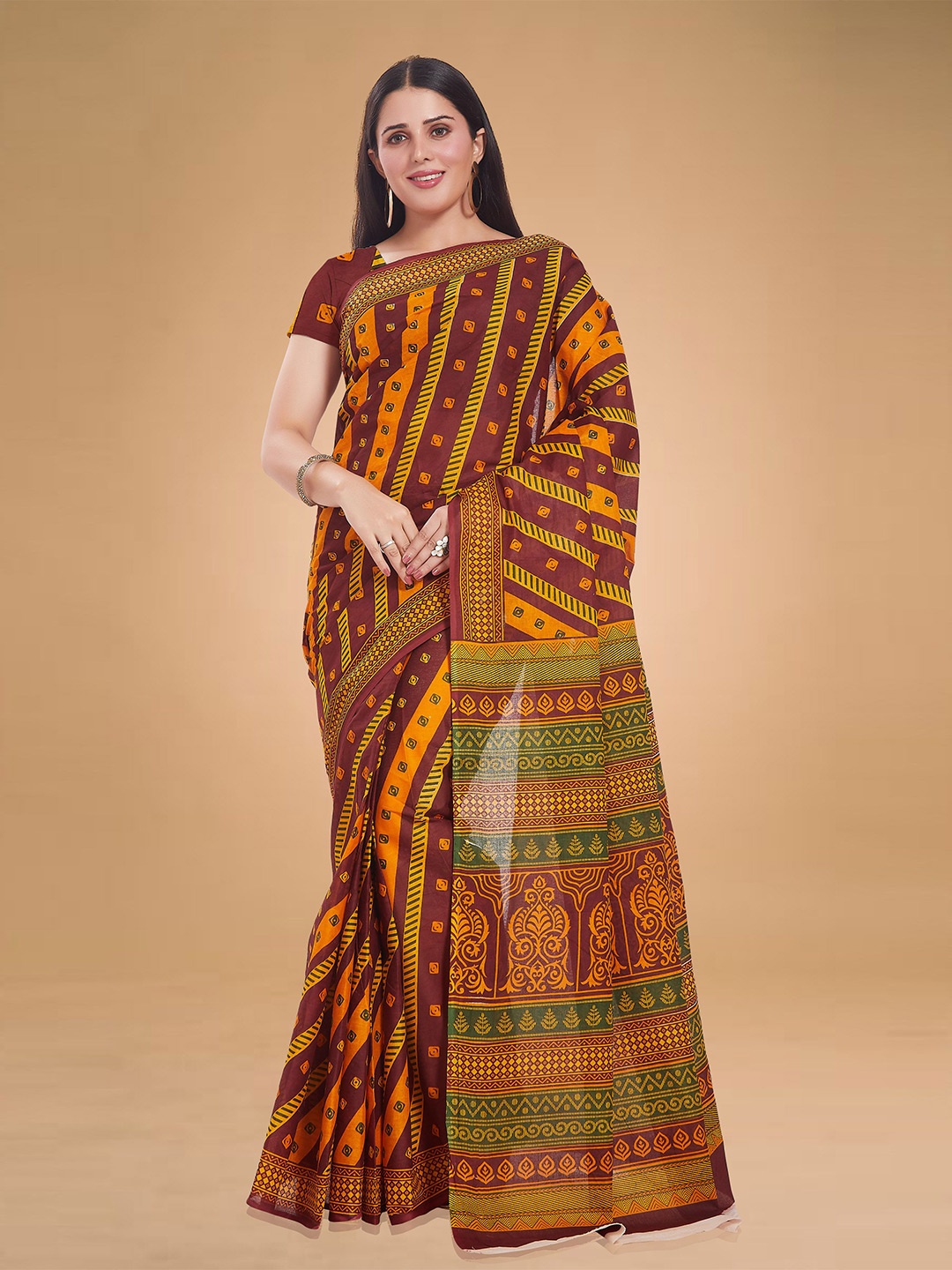 

Rani Saahiba Pure Cotton Saree, Maroon