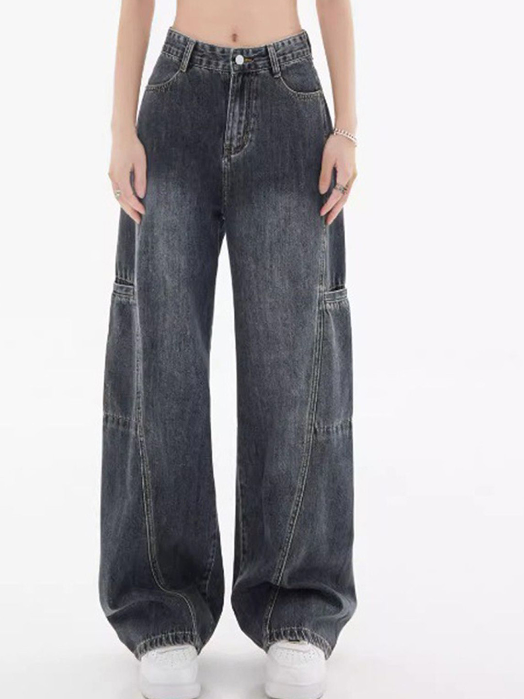 

LULU & SKY Women Boyfriend Fit Heavy Fade Jeans, Grey