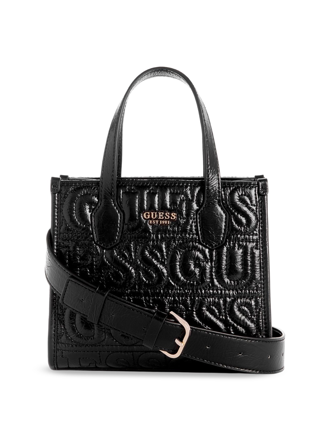 

GUESS Textured PU Oversized Shopper Handheld Bag, Black